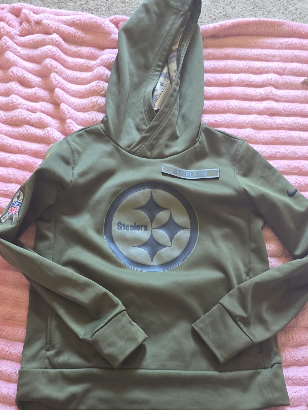 Nike Mens Military Style Olive Green Pittsburgh Steelers Hooded Sweatshirt